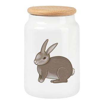 Hase braun - Keksdose mit Holzdeckel - Weiß - Vorne