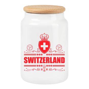Schweiz - Keksdose mit Holzdeckel - Weiß - Vorne