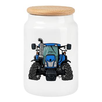 0646 BlueTractor - Keksdose mit Holzdeckel - Weiß - Vorne