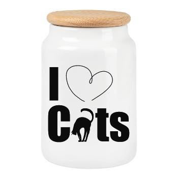 I love cats - Keksdose mit Holzdeckel - Weiß - Vorne
