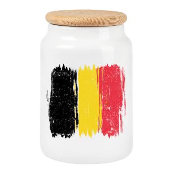 Drapeau belge Abstrait coups de pinceau - Boîte à biscuits avec couvercle en bois - blanc - Devant