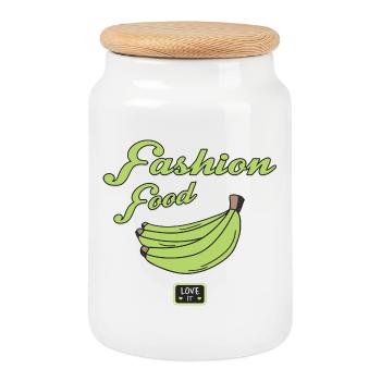 Mode Essen Bananen - Keksdose mit Holzdeckel - Weiß - Vorne