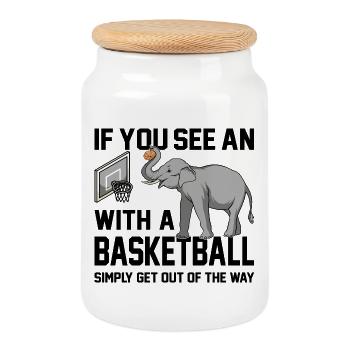 If you see an elephant with a basketball Spruch - Keksdose mit Holzdeckel - Weiß - Vorne