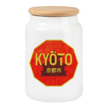 Kyoto Gate Retro Signet - Cookie Jar with Wooden Lid - white - Front