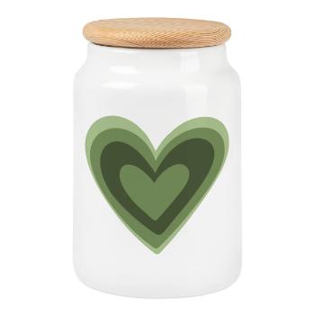 Cœur vert - Boîte à biscuits avec couvercle en bois - blanc - Devant
