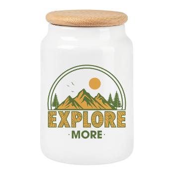 Explore More - Cookie Jar with Wooden Lid - white - Front