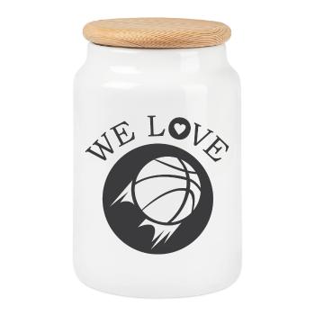 we love basketball streetballfriends icon logo - Cookie Jar with Wooden Lid - white - Front