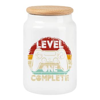 Level One Complete Retro Controller - Keksdose mit Holzdeckel - Weiß - Vorne