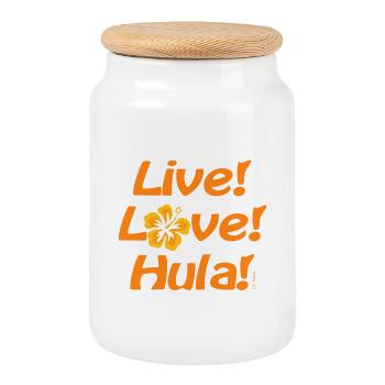 Live Love Hula 2 - Cookie Jar with Wooden Lid - white - Front