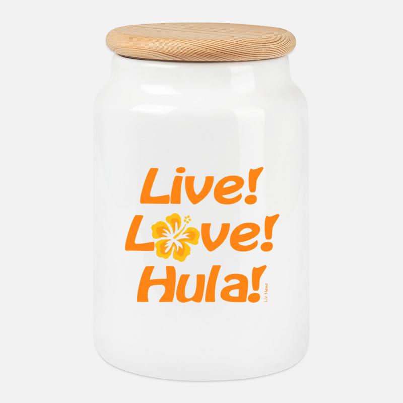 Live Love Hula 2 - Cookie Jar with Wooden Lid - white