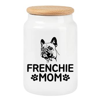 Frenchie Mom - Keksdose mit Holzdeckel - Weiß - Vorne