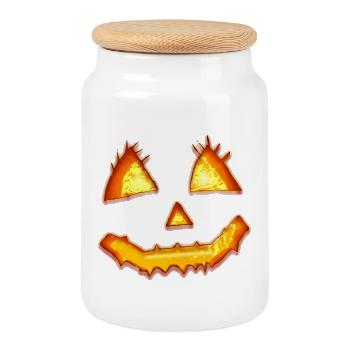 pumpkin - Cookie Jar with Wooden Lid - white - Front