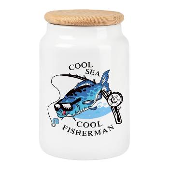 Coole Angler - Keksdose mit Holzdeckel - Weiß - Vorne