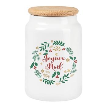 t-shirt joyeux noel frohe Weihnachten Merry Christmas - Cookie Jar with Wooden Lid - white - Front