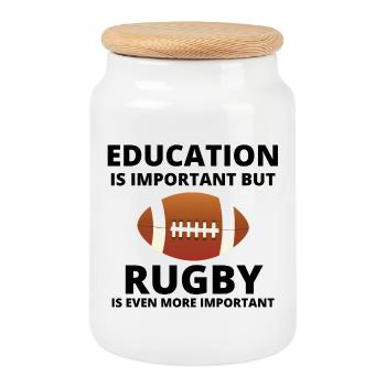 rugby, rugby sport, rugby humor - Cookie Jar with Wooden Lid - white - Front