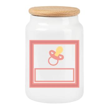 Personalize your own baby template - Cookie Jar with Wooden Lid - white - Front