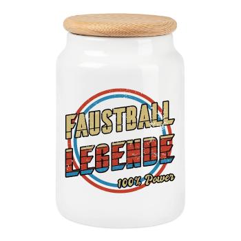 Faustball Legende - Keksdose mit Holzdeckel - Weiß - Vorne