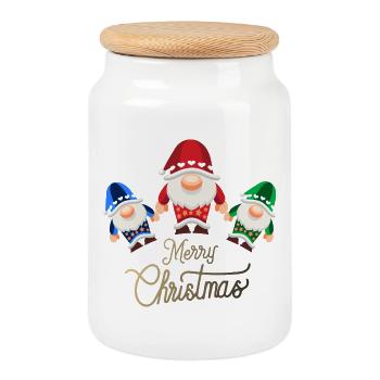 Gnomentrio Magie de Noël - Boîte à biscuits avec couvercle en bois - blanc - Devant