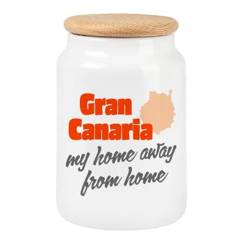 Gran Canaria ein zweites Zuhause - Keksdose mit Holzdeckel - Weiß - Vorne