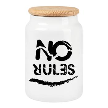 No Rules sign - Cookie Jar with Wooden Lid - white - Front