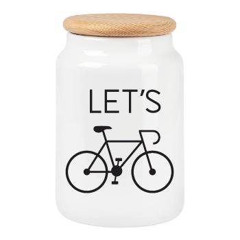 Let's Cycling - Keksdose mit Holzdeckel - Weiß - Vorne