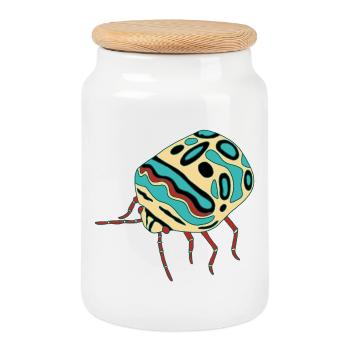 Multicolored insect - Cookie Jar with Wooden Lid - white - Front