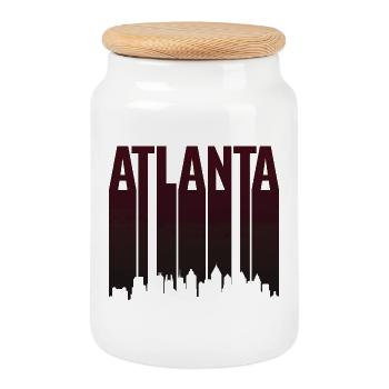 Atlanta Skyline Vertical Silhouette - Cookie Jar with Wooden Lid - white - Front