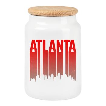 Atlanta Skyline Gradient - Keksdose mit Holzdeckel - Weiß - Vorne