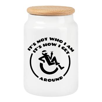 The wheelchair is not who I am # - Cookie Jar with Wooden Lid - white - Front