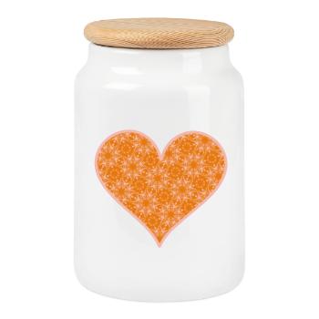 Herz orange pink - Keksdose mit Holzdeckel - Weiß - Vorne