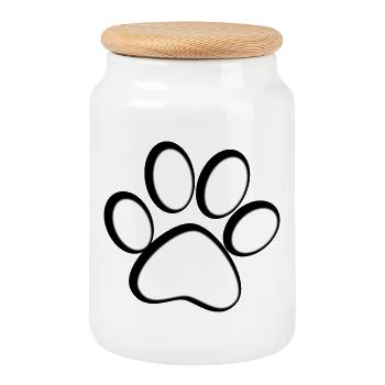 Patte de chat - Boîte à biscuits avec couvercle en bois - blanc - Devant