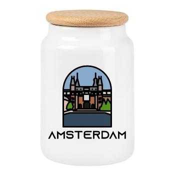 Amsterdam - Keksdose mit Holzdeckel - Weiß - Vorne
