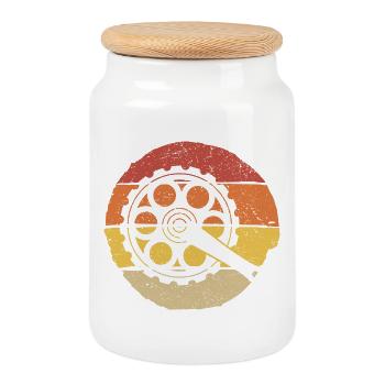 Sunset Film Reel Hand - Cookie Jar with Wooden Lid - white - Front