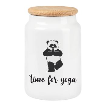 Zeit für Yoga - Keksdose mit Holzdeckel - Weiß - Vorne
