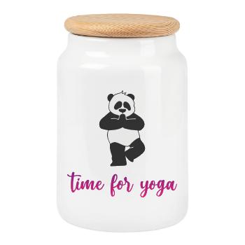 Zeit für Yoga - Keksdose mit Holzdeckel - Weiß - Vorne
