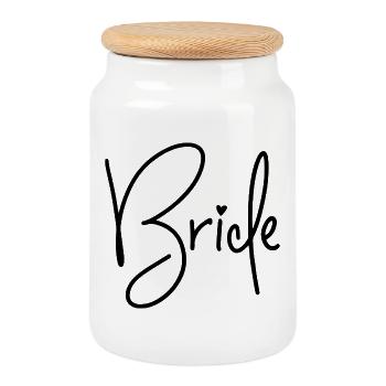 Mariée - Mariée - Enterrement de vie de jeune fille - Jga 2026 - Boîte à biscuits avec couvercle en bois - blanc - Devant