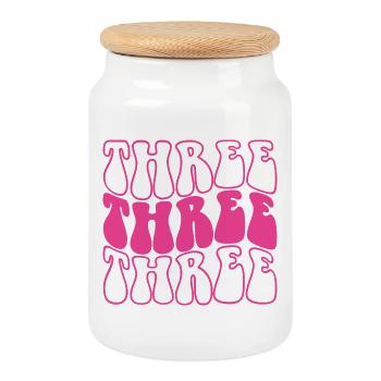 Three 3rd Birthday For Girls 3 Years Old - Cookie Jar with Wooden Lid - white - Front