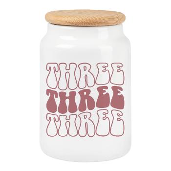 Three 3rd Birthday For Girls 3 Years Old - Cookie Jar with Wooden Lid - white - Front