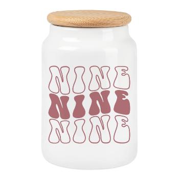 Nine 9th Birthday For Girls 9 Years Old - Cookie Jar with Wooden Lid - white - Front