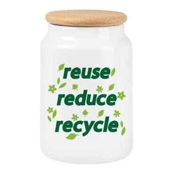 Reduzieren, Wiederverwenden, Recyceln - Keksdose mit Holzdeckel - Weiß - Vorne