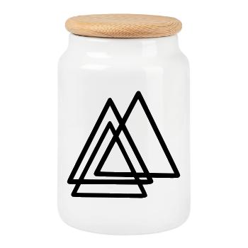 Shapes - Triangles - Cookie Jar with Wooden Lid - white - Front