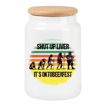 Octobeerfest Evolution – Shut Up Liver - Cookie Jar with Wooden Lid - white - Front