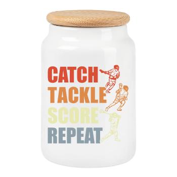 Lacrosse Lovers - Cookie Jar with Wooden Lid - white - Front