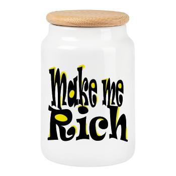 Mach mich reich - Keksdose mit Holzdeckel - Weiß - Vorne