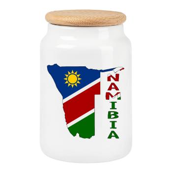 Namibia Landkarte Flagge - Keksdose mit Holzdeckel - Weiß - Vorne