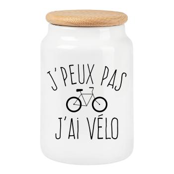 J'peux pas j'ai vélo - La vie sur 2 roues - Boîte à biscuits avec couvercle en bois - blanc - Devant