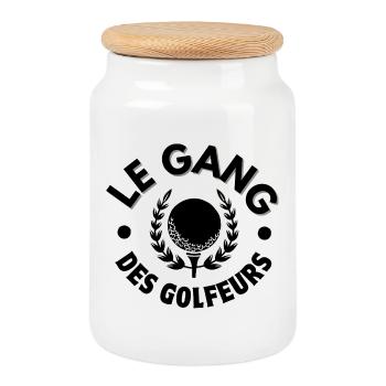 golf, golfeur, fan de golf - Boîte à biscuits avec couvercle en bois - blanc - Devant