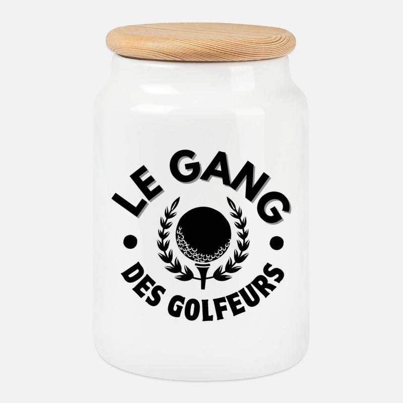 golf, golfeur, fan de golf - Boîte à biscuits avec couvercle en bois - blanc