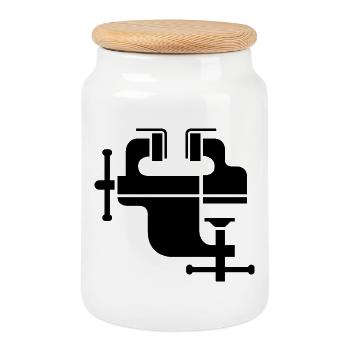 Vice tool bank tools icon icon - Cookie Jar with Wooden Lid - white - Front