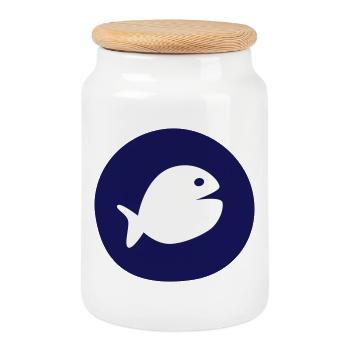 Poisson Maritime Sea Fishing Kids Circle Ocean - Boîte à biscuits avec couvercle en bois - blanc - Devant